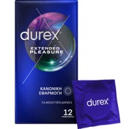 Durex Extended Pleasure Προφυλακτικά με Επιβραδυντικό Gel για Απόλαυση που Διαρκεί Περισσότερο 12 Τεμάχια