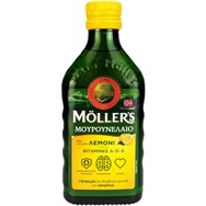 Moller's Cod Liver Oil Lemon Συμπλήρωμα Διατροφής Πόσιμου Μουρουνέλαιου Πλούσιο σε Ω3 με Βιταμίνες A, D & E με Γεύση Λεμόνι 250ml
