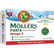 Moller’s Forte Μουρουνέλαιο Συμπλήρωμα Διατροφής Μίγματος Ιχθυέλαιου & Μουρουνέλαιου Πλούσιο σε Ω3 Λιπαρά Οξέα 150caps 