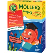 Moller’s Ω3 Kids Fish Strawberry Συμπλήρωμα Διατροφής Ω3 για Παιδιά σε Ζελεδάκια Σχήματος Ψαριού με Γεύση Φράουλα 36 Softgels