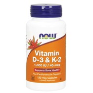 Now Foods Vitamin D-3 & K-2 1000iu Συμπλήρωμα Διατροφής, Ειδική Φόρμουλα Κατά της Οστεοπόρωσης 120veg.caps