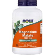Now Foods Magnesium Malate 1000mg Συμπλήρωμα Διατροφής Μαγνησίου σε Μορφή Μηλικού Οξέος για την Καλή Λειτουργία του Νευρικού Συστήματος, Μυών & Ανακούφιση από το Σύνδρομο της Χρόνιας Κόπωσης 180tabs