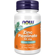 Now Foods Zinc Picolinate 50mg Συμπλήρωμα Διατροφής με Πικολινικό Ψευδάργυρο Μέγιστης Απορρόφησης για τη Καλή Λειτουργία του Ανοσοποιητικού & Διατήρηση της Φυσιολογικής Κατάστασης των Οστών, Μαλλιών, Νυχιών & Δέρματος 60veg.caps