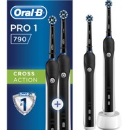 Oral-B Pro 1 790 Black Edition Cross Action Ηλεκτρική Οδοντόβουρτσα για Βαθύ Καθαρισμό 2 Τεμάχια