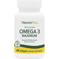 Natures Plus Omega 3 Maximum EPA & DHA Συμπλήρωμα Διατροφής Ιχθυελαίου Πλούσιο σε Ωμέγα 3 Λιπαρά Οξέα για τη Φυσιολογική Λειτουργία της Καρδίας, Εγκεφάλου & Όρασης 60 Softgels