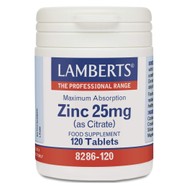Lamberts Zinc Συμπλήρωμα Διατροφής με Ψευδάργυρο 25mg (as Citrate)120tabs
