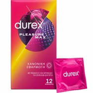 Durex Pleasure Max Regular Fit Προφυλακτικά με Κουκίδες & Ραβδώσεις για Μεγαλύτερη Απόλαυση 12 Τεμάχια