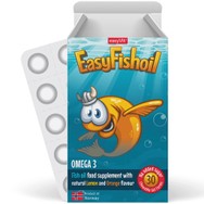 EasyVit EasyFishoil Omega 3 Παιδικό Συμπλήρωμα Διατροφής με Ωμέγα 3 για τη Φυσιολογική Λειτουργία του Εγκεφάλου & της Όρασης, Γεύση Λεμόνι & Πορτοκάλι 30 Ζελεδάκια