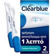 Clearblue Combo Pack Rapid Detection Pregnancy Test Τεστ Εγκυμοσύνης Γρήγορης Ανίχνευσης Μετά από 1 Λεπτό 2 Τεμάχια