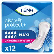 Tena Discreet Protect+ ​​​​​​​Maxi Σερβιέτες για Βαριά Μορφή Ακράτειας 12 Τεμάχια