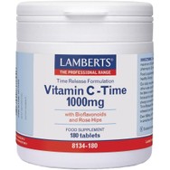 Lamberts Vitamin C Time Release Συμπλήρωμα Διατροφής Βιταμίνης C Ελεγχόμενης Αποδέσμευσης για τη Σωστή Λειτουργία του Ανοσοποιητικού Συστήματος 1000mg, 180tabs