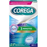 Corega 3 Minutes Καθαριστικά Δισκία για Τεχνητές Οδοντοστοιχίες με Φρεσκάδα Μέντας 36 Effer.tabs