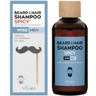 Vican Wise Men Beard & Hair Shampoo Spicy Καθαρισμός & Ενυδάτωση για Μαλλιά & Γένια 200ml