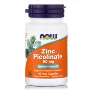 Now Foods Zinc Picolinate 50mg Συμπλήρωμα Διατροφής, Ψευδάργυρος στην πιο Απορροφήσιμη Μορφή 60veg.caps