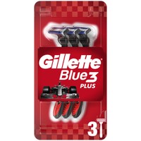 Gillette Blue3 Plus Red Disposable Razors 3 Τεμάχια - Ανδρικά Ξυραφάκια μιας Χρήσης με 3 Λεπίδες για Βαθύ, Εύκολο Ξύρισμα