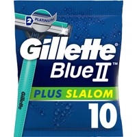 Gillette Blue II Plus Slalom 10 Τεμάχια - Ξυραφάκια μιας Χρήσεως με 2 Λεπίδες & Ταινία από Aloe για Προστασία του Δέρματος από τους Ερεθισμούς