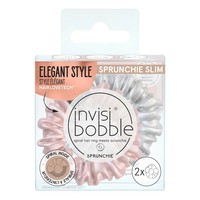 Invisibobble Sprunchie Slim Bella Chrome Rose Gold & Grey 2 Τεμάχια - Λαστιχάκια Μαλλιών με Σπιράλ Σχέδιο σε Ροζ Χρυσό & Γκρι