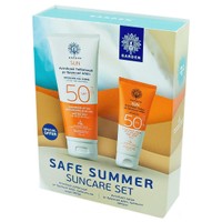 Garden Promo Safe Summer Sun Lotion for Face, Body Spf50, 150ml & Sun Face Cream Spf50+, 50ml - Αντηλιακό Γαλάκτωμα Προσώπου, Σώματος Υψηλής Προστασίας & Αντηλιακή Κρέμα Προσώπου Πολύ Υψηλής Προστασίας με Οργανική Αλόη