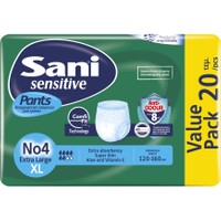 Sani Sensitive Pants Νο 4 Value Pack Extra Large 120-160cm Ελαστικό Εσώρουχο Ακράτειας 20 Τεμάχια