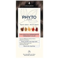Phyto Permanent Hair Color Kit 1 Τεμάχιο - 4 Καστανό - Μόνιμη Βαφή Μαλλιών με Φυτικές Χρωστικές, Χωρίς Αμμωνία