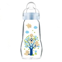 Mam Feel Good Κωδ 375S Premium Glass Bottle 2m+, 260ml - Γαλάζιο - Γυάλινο Μπιμπερό με Μαλακή Θηλή Σιλικόνης από 2+ Μηνών