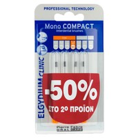 Elgydium Promo Clinic Mono Compact Interdental Brushes 0.6mm 2x4 Τεμάχια σε Ειδική Τιμή - Μεσοδόντια Βουρτσάκια για Άτομα με Εμφυτεύματα, Σιδεράκια