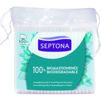 Septona Biodegradable Cotton Buds 200 Τεμάχια - Βιοδιασπώμενες Μπατονέτες 100% Βαμβάκι