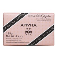 Apivita Natural Soap With Rose & Black Pepper 125g - Φυτικό Σαπούνι με Τριαντάφυλλο & Μαύρο Πιπέρι, Κατάλληλο για Όλους Τους Τύπους Επιδερμίδας