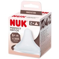 Nuk Perfect Match Flow Control 6m+ Silicone Teat 2 Τεμάχια - XLarge - Μαλακή & Εύκαμπτη Θηλή Σιλικόνης Κατά των Κολικών Πολύ Γρήγορης Ροής Κατάλληλη για Μωρά από 6 Μηνών & Άνω 2 Τεμάχια