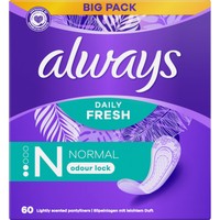 Always Daily Fresh Normal Odour Lock 60 Τεμάχια - Άνετα Σερβιετάκια για Προστασία από τις Οσμές