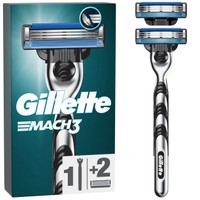 Gillette Mach 3, 1 Μηχανή & 2 Ανταλλακτικά - Ανδρική Ξυριστική Μηχανή για Πιο Βαθύ Ξύρισμα Χωρίς Κοκκινίλες