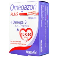Health Aid Omegazon Plus 60caps - Συμπλήρωμα Διατροφής με Ωμέγα 3 Λιπαρά Οξέα & Συνένζυμο Q10, Ιδανικό για Όσους Λαμβάνουν Στατίνες