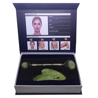 AgPharm Promo Facial Roller 1 Τεμάχιο & Gua Sha 1 Τεμάχιο - Green - Υψηλής Ποιότητας Ρόλερ & Πέτρα Πράσινου Νεφρίτη για Μασάζ Προσώπου, Λαιμού 