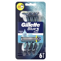 Gillette Blue3 Plus Cool Disposable Razors 6 Τεμάχια - Ανδρικά Ξυραφάκια με 3 Λεπίδες για Βαθύ, Απαλό Ξύρισμα & Αίσθηση Φρεσκάδας