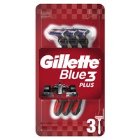 Gillette Blue3 Plus Red Disposable Razors 3 Τεμάχια - Ανδρικά Ξυραφάκια με 3 Λεπίδες & Επίστρωση Χρωμίου για Βαθύ, Εύκολο Ξύρισμα
