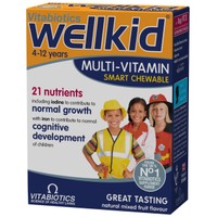 Vitabiotics Wellkid Multi-Vitamin Smart Chewable 30 Chew.tabs - Συμπλήρωμα Πολυβιταμινών για Παιδιά από 4 Έως 12 Ετών