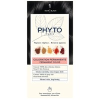 Phyto Permanent Hair Color Kit 1 Τεμάχιο - 1 Μαύρο - Μόνιμη Βαφή Μαλλιών με Φυτικές Χρωστικές, Χωρίς Αμμωνία