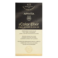Apivita My Color Elixir Permanent Hair Color 1 Τεμάχιο - 4.11 Καστανό Έντονο - Μόνιμη Βαφή Μαλλιών Χωρίς Αμμωνία που Σταθεροποιεί & Σφραγίζει το Χρώμα