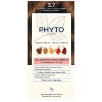 Phyto Permanent Hair Color Kit 1 Τεμάχιο - 5.7 Καστανό Ανοιχτό Μαρόν - Μόνιμη Βαφή Μαλλιών με Φυτικές Χρωστικές, Χωρίς Αμμωνία