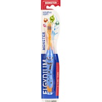 Elgydium Monster Soft Toothbrush 2/6 Years Μπλε - Πορτοκαλί 1 Τεμάχιο - Χειροκίνητη Οδοντόβουρτσα με Απαλές Ίνες για Πλήρη Καθαρισμό για Παιδιά από 2 έως 6 Ετών