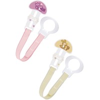 Mam Clip Set Animals 0m+, 2 Τεμάχια, Κωδ 312G - Ροζ / Κίτρινο - Κορδέλα Στήριξης Πιπίλας