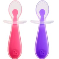 Munchkin Gentle Scoop Training Silicone Spoons 6m+, 2 Τεμάχια - Φούξια / Μωβ - Μαλακά Κουταλάκια Σιλικόνης