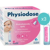 Σετ Physiodose Sterile Saline Solution Ampules 450ml (3x(30x5ml)) - Αποστειρωμένος Φυσιολογικός Ορός 0,9% σε Αμπούλες με Ακροφύσιο Ασφαλείας