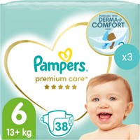 Σετ Pampers Premium Care No6 (13+kg) 114 Πάνες (3x38 Πάνες) - 