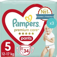 Σετ Pampers Premium Care Pants Jumbo Pack No5 (12-17kg) 102 Πάνες (3x34 Πάνες) - 