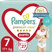 Σετ Pampers Premium Care Pants Jumbo Pack No7 (17+Kg) 81 Πάνες (3x27 Πάνες) - 