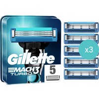 Σετ Gillette Mach3 Turbo Replacement Razors 15 Τεμάχια (3x5 Τεμάχια) - Ανταλλακτικές Κεφαλές 3 Λεπίδων