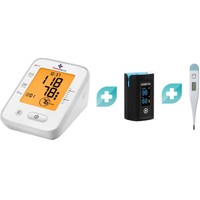 Σετ Powerpharm Electronic Blood Pressure Monitor Κωδ YE660F 1 Τεμάχιο & Δώρο Creative Medical Fingertip Oximeter 1 Τεμάχιο & Δώρο Standard Digital Thermometer 1 Τεμάχιο - Ψηφιακό Πιεσόμετρο Μπράτσου με Ανίχνευση Αρρυθμίας & Φωνητική Λειτουργία στα Ελληνικά & Παλμικό Οξύμετρο Δακτύλου & Ψηφιακό Θερμόμετρο