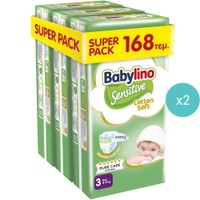 Σετ Babylino Sensitive Cotton Soft Super Pack Midi Νο3 (4-9kg) 336 Τεμάχια (6x56 Τεμάχια) - 