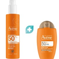 Σετ Avene Ultra Fluid Perfector Spf50+ Tinted 50ml & Invisible Spray Solaire Spf50, 200ml - Αντηλιακή Κρέμα Προσώπου με Χρώμα Πολύ Υψηλής Προστασίας για το Ευαίσθητο Δέρμα & Αντηλιακό Σπρέι Υψηλής Προστασίας με Αόρατο Τελείωμα